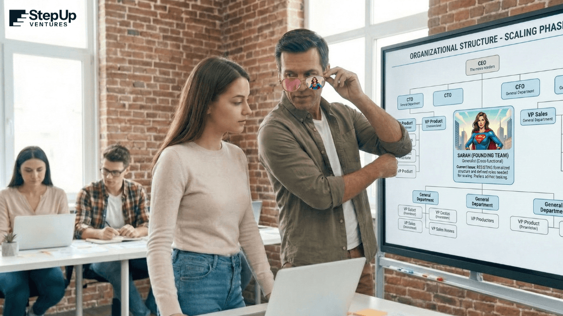 StepUp Ventures visual for The Early Hire Trap: Why Your First Team Members Won't Scale Your Startup